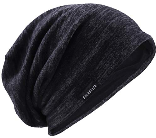 VECRY Herren Lässige Mütze Strickmütze Schädeldecke Lange Gefütterte Winter Sommer Hüte (Grau)