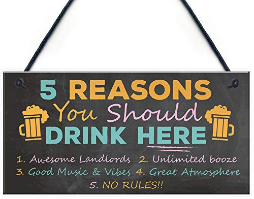 RED OCEAN DRINK HERE Bar Sign Garden Plaque Landlord Gift Alcohol Man Cave Beer Gin Sign Gift