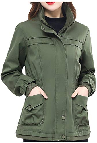 Xmiral Mantel Damen Winddicht Langarm Einfarbig Rei遶erschluss Tasche Jacke mit Kapuze Gro遝 Gr鲞e Winter Umlegekragen Motorradjacke(b Gr黱,XL)