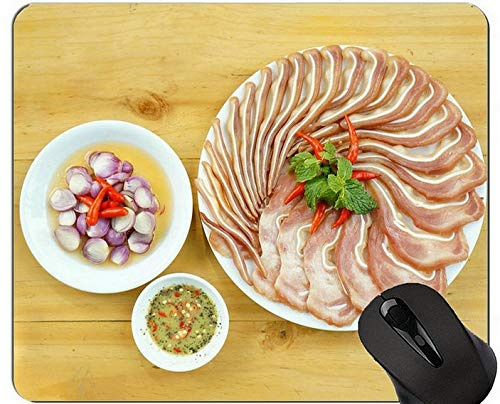 Lustiger Schwein-Entwurf Mousepad, Lebensmittel-Mausunterlage mit genähten Rändern