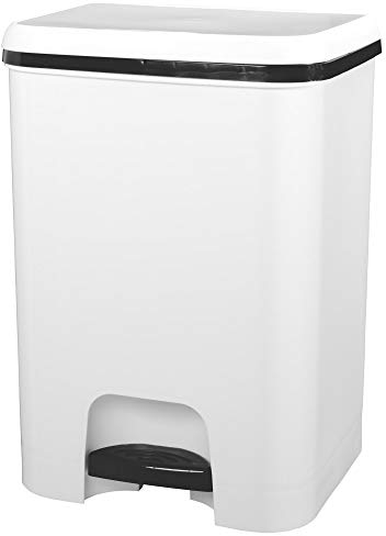TODO HOGAR | Cubo de Basura con Pedal | Capacidad de 26 litros | Pedal automático | Color Blanco | Cubo de Basura Cocina| Piezas Extraíbles | Limpieza Fácil |