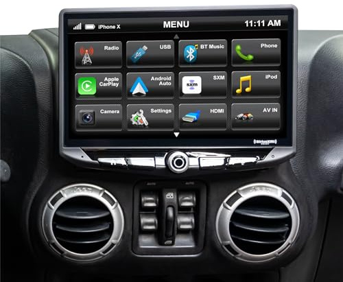 Stinger HEIGH10 Wrangler JK Stereo Ersatz 10 Zoll HD Touchscreen Radio mit Android Auto, Apple CarPlay, Freisprecheinrichtung, Dual USB inkl. All-in-One Dash Kit & Interface, 2007-2018 (STH10JK)