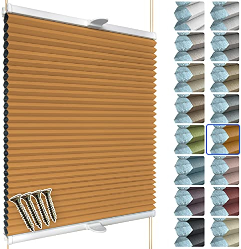 SchattenFreude Waben-Plissee nach Maß für Fenster & Tür | 100% verdunkelnd/Blackout | Zum Anschrauben in der Glasleiste | Orange (Weiße Rückseite), Breite: 70-90cm x Höhe: 30-100cm