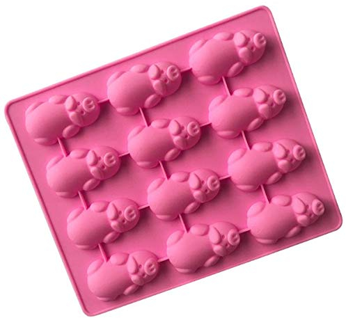 Selecto Bake Lazy Pigs Silikonform mit 12 Mulden, 12 kleine Schweinchen in einer Decke, Silikon-Backform, niedliche rosa Schweinchen-Kuchenform für Schokolade, Süßigkeiten, Seife