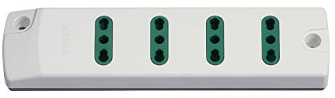 VIMAR FP00404.B Presa mobile multipla 2P+T 16 A 250 V, con 4 uscite Bpresa SICURY standard italiano tipo P17/11, fornita senza cavo, bianco