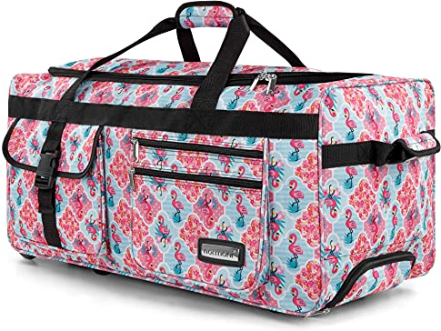 normani® Reisetasche mit Rollen 80 Liter Volumen Jumbo Big-Travel Reisetrolley riesige XXL in vielen bunten Farben Farbe Flamingo