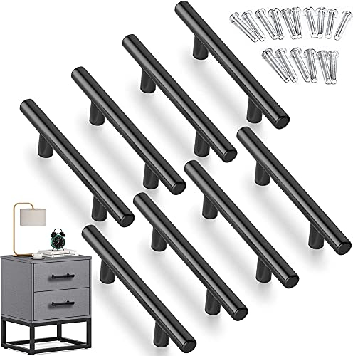 8 PCS T- Bar Bâton Cuisine Porte Poignées Tire Avec Vis(150MM), Acier Inoxydable Poignee de Meuble Espacement des Trous de 96 mm, pour Porte d'armoire , le noir