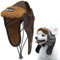 ITODA Mütze Hund Trappermütze Winter Hundemütze mit Ohrlöchern Fliegermütze Haustier Wintermütze Verstellbar Hundecap PU Leder Hundehut Warm Windschutz Haustiermütze Outdoor Fellmütze Welpen Katze