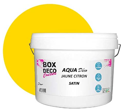 BOX DECO COULEURS Peinture murale acrylique aspect satin Aqua Déco - 10L, Jaune Citron
