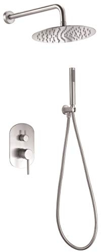 Mice - Conjunto de ducha empotrada pared 2 vias con rociador u mango - Grifos empotrados material Acero S316 para Interior/Exterior - Monomando - Duchas para jardines, piscinas