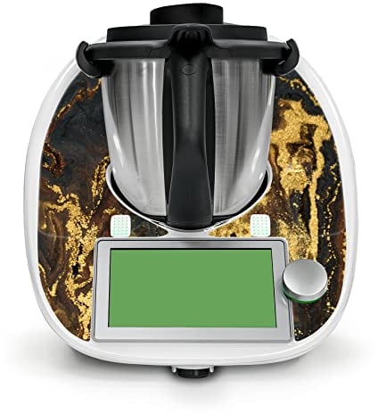 Deko Schutz Aufkleber kompatibel mit Küchenmaschine Thermomix TM6 Design Sticker Klebefolie Zubehör Küchengerät wasserfest selbstklebend RX042 (16 Goldpuder)