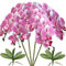 FagusHome Künstliche Phalaenopsis-Blumen mit 2 Bündeln Blättern, künstliche Orchideenstiele/Schmetterlingsorchideen für Zuhause, Hochzeit, Party-Dekoration, 81,3 cm, 4 Stück, Rosa