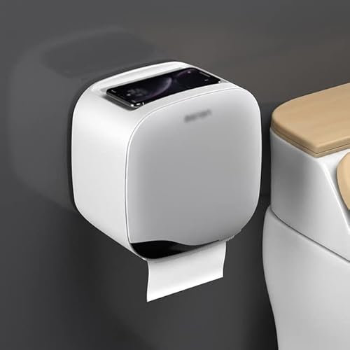 Porte Sopalin Tableau de papier toilette mural Tube de papier rouleau for papier toilette Boîte de rangement Boite de toilette boîte de salle de bains (Color : White)