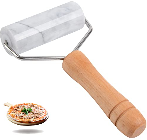 Tianman Rouleau à pâtisserie en marbre anti-adhésif en forme de T, pour gâteaux, tortilla, caramel, pizza, cookies et autres cuisines (blanc).
