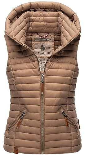 Navahoo Damen Weste Steppweste gesteppt Frühjahr Übergangsweste B696 [B696-Shad-Taupe-Grau-Gr.XS]
