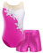 iEFiEL Mädchen Einhörner Turnanzug Glänzend Gymnastik Leotard Kinder Kleidung Set Ballett Trikot Tanz Kostüme mit Überkreuzte Träger W Rose 134-140