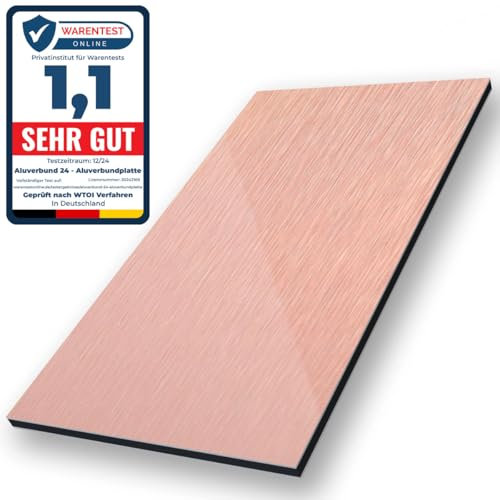 Aluverbund 24 Aluverbundplatte, Aluminium Platte, 3mm dick, Kupfer-Gebürstet/008, 40x50cm