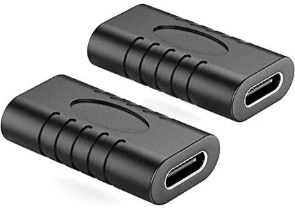 VMOJO USB C Adapter Female to Female, PD 100W USB C Coupler USB 3.0 10Gbps Support Fast Charging and Data Transfer Extension Connector for S21, S20, Mate 40, Pixel (Black) [2 Pack]