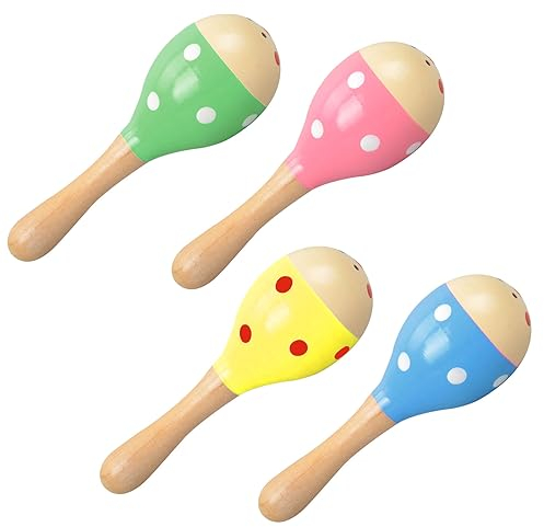 Holz Maracas, Eier Maracas, Egg Shaker, Egg Maracas, Percussion Musikintrument, Rassel Eier, Naturholz Maracas, Ideal für Frühkindliche Erziehung, Kinderpartys, 4 Stück