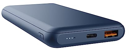 Trust Redoh 10000mAh 20W Powerbank Schnellladefunktion, PD 18W USB-C, QC 3.0 USB, 50% Recyclingkunststoff, Inklusive Kabel, Power Bank Handy, iPhone, iPad, Samsung, Xiaomi, Tablet - Blau