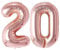 Vthoviwa 40 Zoll/18 Farbens Luftballon Zahlen 20 Rosegolden, Helium Luftballon 20. Geburtstag Foil Ballon, 0123456789,10-19,20-25,30,40,50,60,70,80,90, Folienballon 20 Party Dekoration