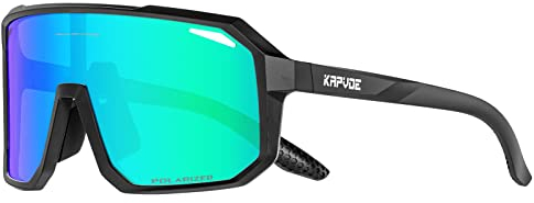 KAPVOE Fahrradbrille Polarisiert Herren Damen Sonnenbrille Sportbrille Radbrille Sportsonnenbrillen Radsportbrille Radfahren MTB Brille Rennrad Triathlon Laufen Wandern Volleyball Bergsteigen Grün
