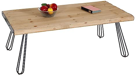 Mendler Couchtisch HWC-L73, Tisch Wohnzimmertisch, Industrial Massiv-Holz MVG-Zertifiziert 120x60cm, Natur