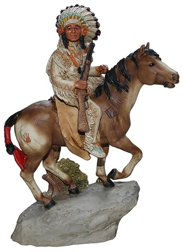 Castagna Indianerfigur White Quiver auf Pferd reitend H 21 cm Native American Skulptur aus Alabaster
