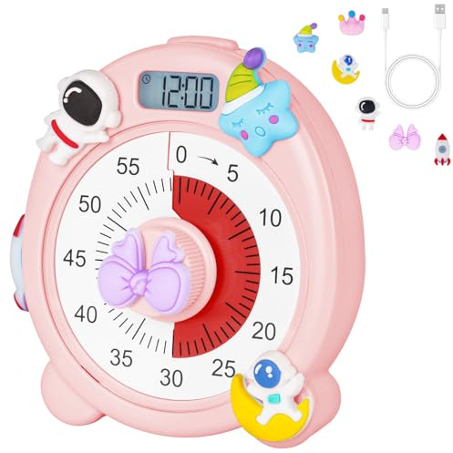 Ainiv Minuteur Visuel 60 Minutes, Minuteur Visuel Timer Magnétique Enfant, 60 Minutes Chronometre Enfant et Compte à Rebours pour Enfants et Adultes, Outil de Gestion du Temps pour Cuisine, Réunions