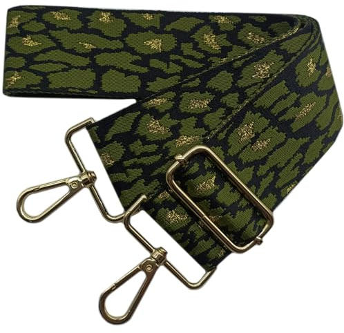 Taschengurte zum Wechseln 5cm Taschengurte Breit, Verstellbarer Schultergurt für Tasche, Goldener Karabiner Umhängegurt, Schulterriemen fur Damen Handtaschen Crossbody DIY Zubehör (Armeegrün) 08