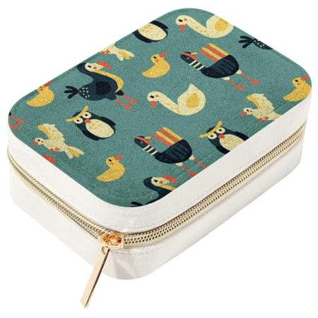 RODAILYCAY Dodo Samt-Schmuck-Reisebox, tragbare Organizer-Box mit Reißverschluss zur Aufbewahrung von Halsketten, Ringen, Ohrringen, Armbändern, Schmuckvitrinen