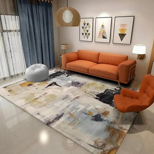 18meng Art Kurzflor Teppich 150x250 cm Abstrakt Chic Tintenspritzer Teppiche Modern Wohnzimmer Weich Marmor Optik für Wohnzimmer Schlafzimmer Esszimmer Flur Teppich Rechteckig Waschmaschinenfest