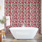 Ambesonne Tropical Peel & Stick Wallpaper for Home, Red-Colored Flowers Vertical Leaves Watercolor Art on Plain Back, Self-Adhesive Living Room Kitchen Accent, 33 cm x 180 cm, Dark Coral Peacock Green