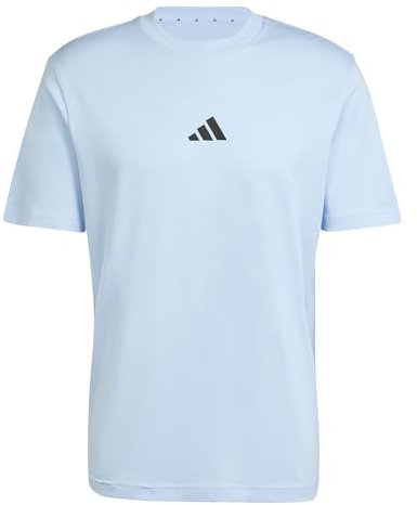 adidas Herren Essentials SMALL Logo Single Jersey Tee, Glow Blue/Black, L