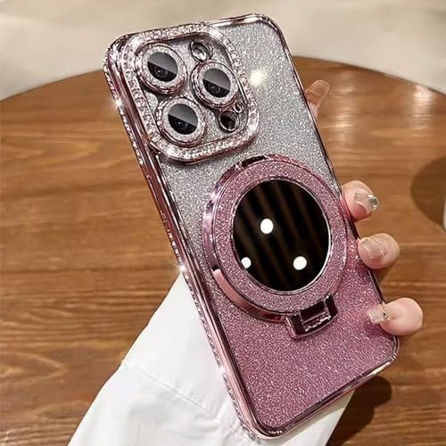 Altartar Glitter Case for iPhone 14 Plus Magnetic Mobile Phone Case with Stand, Glitter Mobile Phone Case iPhone 14 Plus Transparent Case with Mirror Makeup Protective Case Scratch-Resistant Ultra