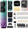 EZ Tattoo Maschinen Set - Tattoo Set mit Kabelloser Tattoo Maschine, 1800mAh Stromversorgung Akku, 20 Stück Tattoo Nadeln and 11 Farben Tinten für Tattoo Anfänger und Künstler (P2S Pro Violett Blau)