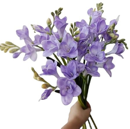 BQEE Künstliche Freesien, 2 Stück, 59,9 cm hoch, lebensechte Seidenblumen, Heimbüro, Hochzeitsdekoration (lila)