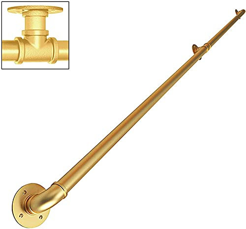 DRFGNF Treppengeländer Goldenes Eisenrohr Wandmontage Treppengeländer Handläufe Baluster für behinderte ältere Menschen Schmiedeeiserne Treppengeländer Handläufe für Treppen Innen- und Außenstufen