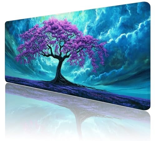 Tapis de Souris Bleu Tapis de Souris Gamer XXL 900x600x3mm ImperméAble Et AntidéRapant Mousepad Bords Cousus Une éTendu SousMains Tapis Souris Violet pour Gamer, Pc et DéCoration de Bureau J69