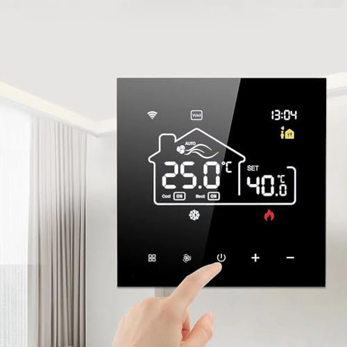For Tuya Programmable Smart Thermostat, 2-in-1 WIFI Central Air-conditioning Floor Heating Thermostats Touch Screen Temperature Controller