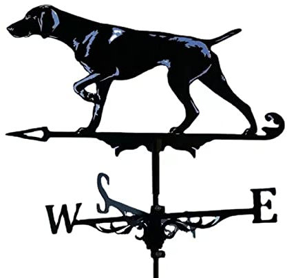 Exquisita veleta de metal para perro, diseño de animales, vintage, color negro, indicador de dirección hueca, para jardín, techo, paddock, decoración meteorológica