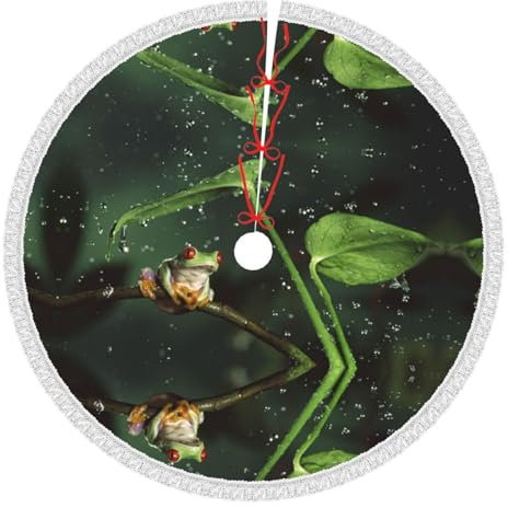 Frosch und Regen Weihnachtsbaum Rock, Urlaub Party Dekorationen Quaste Baum Rock Xmas Tree Mat Mehrere Größen