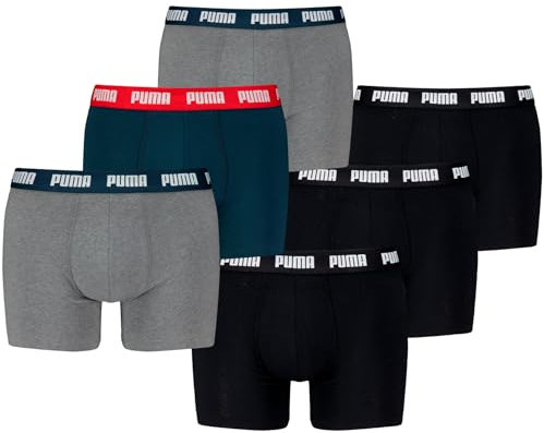 PUMA Herren Boxershorts Everyday Promo im 6erPack (XXL, Black/Black/Grey Blue)