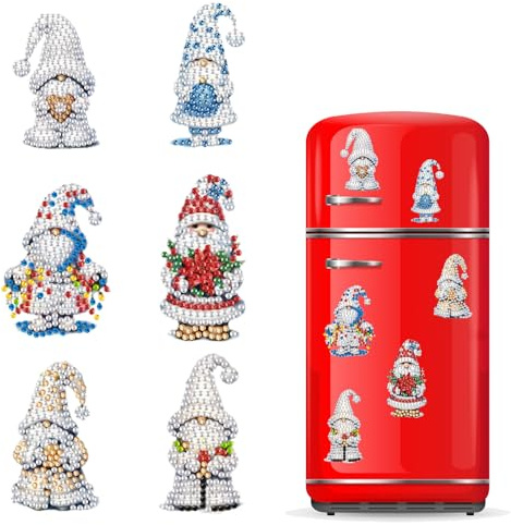 CXINLky DIY Diamond Art Painting Weihnachten Kühlschrankmagnete, Schneemann Diamant Malerei Kühlschrank Magnete Kits Home Dekoration für Kühlschrank, Magnettafel, Pinnwand-02-Gnom