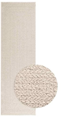 vidaXL rug zizur cream 80x250 cm jute look runner - polypropylene indoor outdoor rug for patio garden balcony