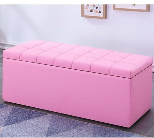 Ende der Bettbank, Eckbank, osmanische Fußstützenbank, Schuhbank aus Leder for den Eingangsbereich, Schuh-Organizer-Schrank(Pink,80 * 40 * 40cm)