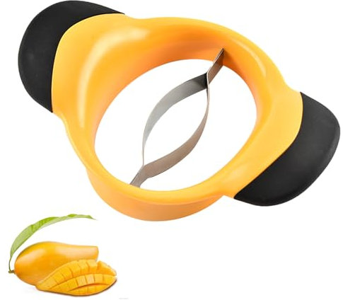 Coupe Mangue,Trancheuse pour Mangue Lame en Acier inoxydable avec Manche Antidérapant Trancheuse à Fruits pour Mangues,Ananas,Pêches et Pommes Outil de Cuisine Efficace 20 x 13,3 x 4,5 cm