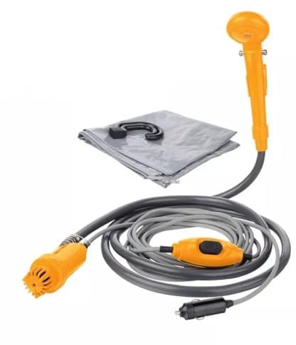 12V Portable Shower Kit Water Pump Camping Caravan Cigarette Lighter Plug On/off