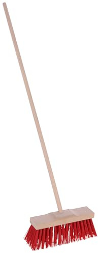 Kerbl Straßenbesen Mini mit Stiel (Abmessung 10,7 x 1,8 x 2,8 cm, Gewicht 0,22 kg, Rot, Kunststoffborsten) 29499
