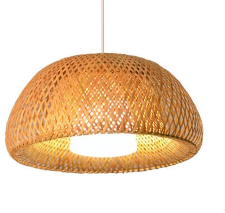 TaleTre Lámpara colgante clásica de cúpula de bambú: elegante pantalla de ratán for el hogar y la cocina, lámpara de techo o de mesa con altura ajustable.(45cm)